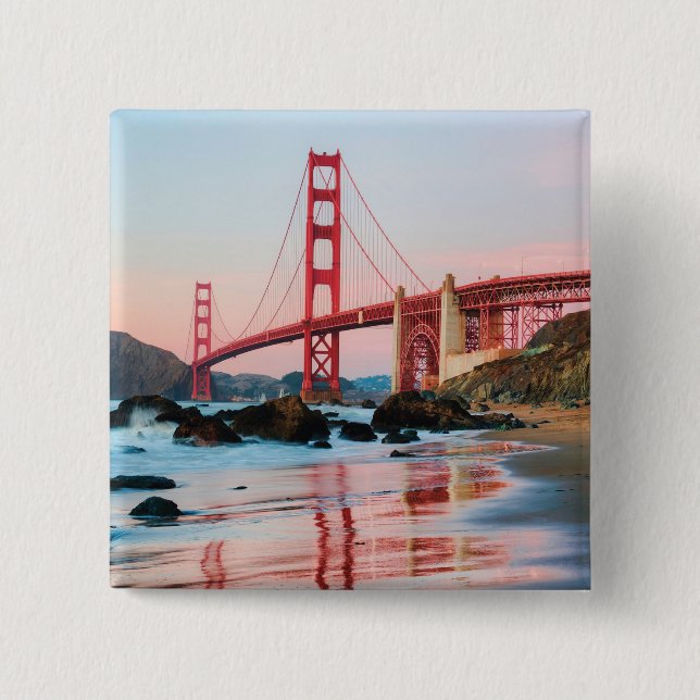 Golden gate bridge throw pillow 15 cm square badge (Front)