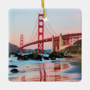 Golden gate bridge throw pillow ceramic ornament