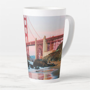 Golden gate bridge throw pillow latte mug
