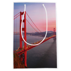 Golden gate bridge throw pillow medium gift bag