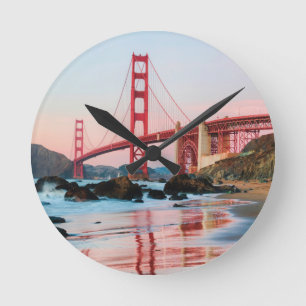 Golden gate bridge throw pillow round clock