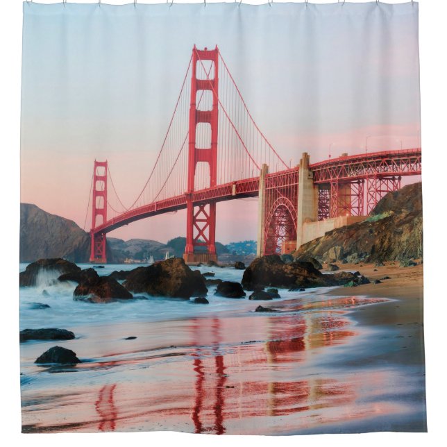 Golden gate bridge throw pillow shower curtain (Front)