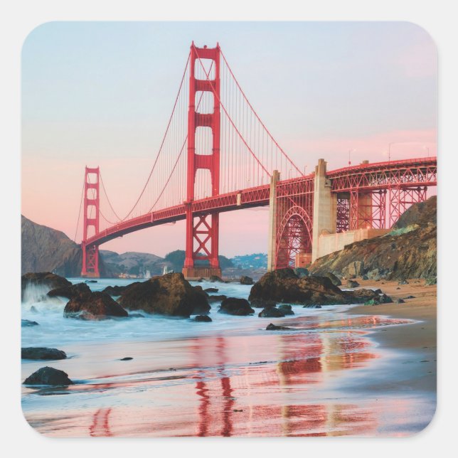 Golden gate bridge throw pillow square sticker (Front)