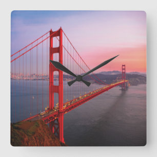 Golden gate bridge throw pillow square wall clock