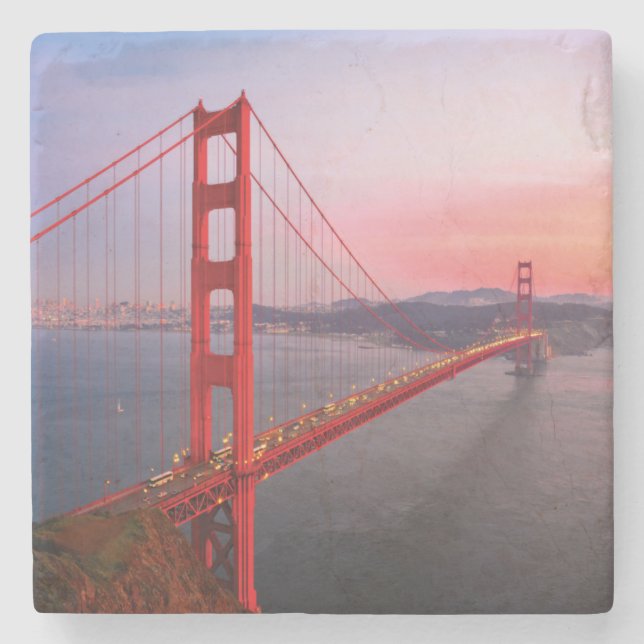 Golden gate bridge throw pillow stone coaster (Front)