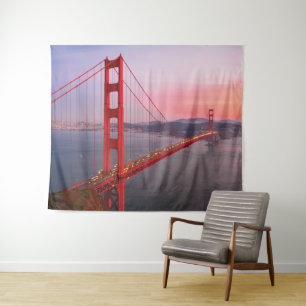 Golden gate bridge throw pillow tapestry
