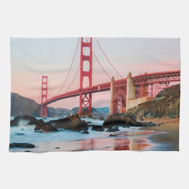 Golden gate bridge throw pillow tea towel (Horizontal)