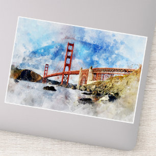 Golden Gate Bridge watercolor in San Francisco