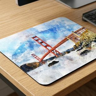 Golden Gate Bridge watercolor in San Francisco Mouse Pad