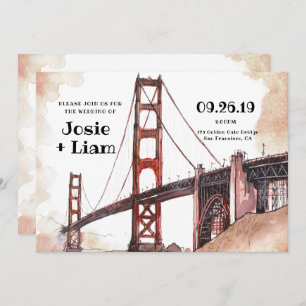 Golden Gate Bridge Watercolor Invitation