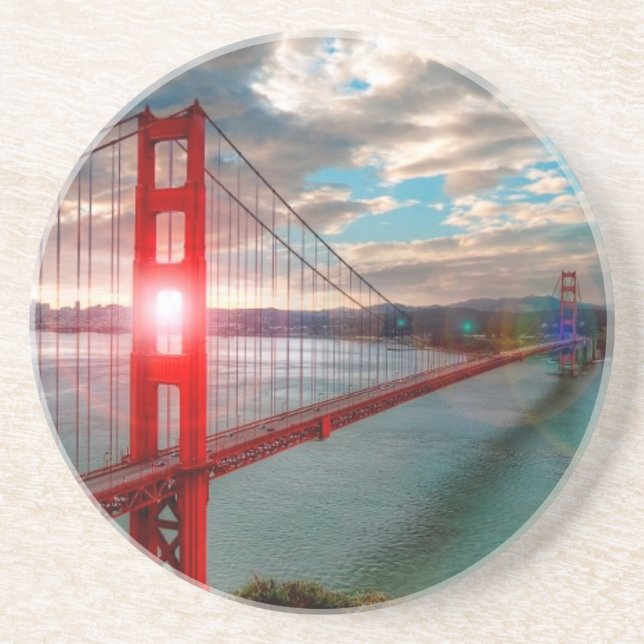 Golden Gate Bridge with Sun Shining through. Coaster (Front)