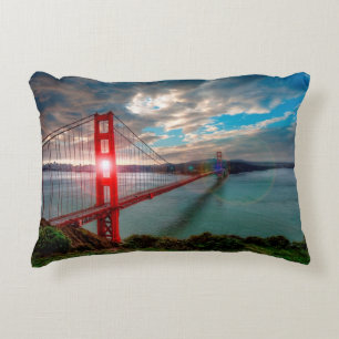 Golden Gate Bridge with Sun Shining through. Decorative Cushion