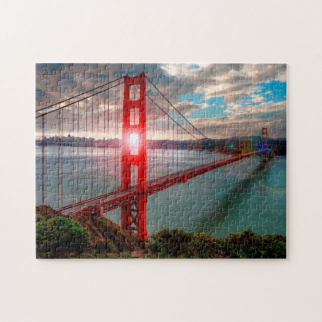 Golden Gate Bridge with Sun Shining through. Jigsaw Puzzle (Horizontal)