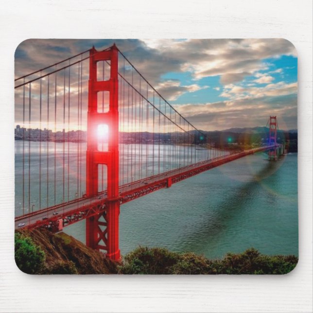 Golden Gate Bridge with Sun Shining through. Mouse Pad (Front)