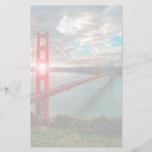 Golden Gate Bridge with Sun Shining through. Stationery (Front)