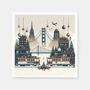 Golden Gate Holiday Magic San Francisco Christmas Napkin