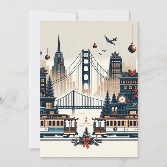 Golden Gate Holiday Magic San Francisco Christmas Thank You Card (Front)