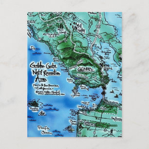 Golden Gate Map Postcard