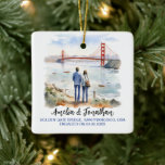 Golden Gate, San Francisco, Watercolor Travel Art Ceramic Ornament<br><div class="desc">Golden Gate Bridge,  San Francisco,  United States Watercolor Travel Art Ceramic Ornament. Personalise with your own text. This is another 100% original Snuggle Hamster Designs.

#TravelSouvenirOrnaments,  #HandmadeTravelKeepsakes,  #DestinationThemedOrnaments,  #OrnamentsForTravelLovers,  #UniqueTravelGiftOrnaments,  #CustomTravelOrnaments,  #TravelInspiredDecorations,  #WorldTravelCollectibles,  #OrnamentsForTravelers,  #PersonalizedTravelOrnaments</div>
