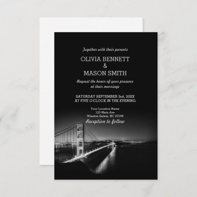 Golden Gate San Francisco Wedding Invitation (Front/Back)