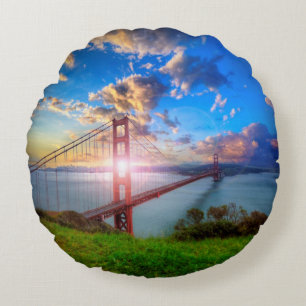 Golden Gate Sunrise Round Cushion