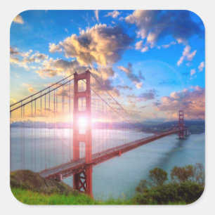 Golden Gate Sunrise Square Sticker