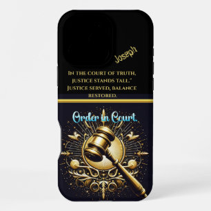 Golden Gavel Ready in Grand Courtroom iPhone 16 Pro Max Case