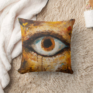 Golden Gaze – Abstract Eye Art Cushion