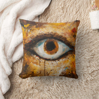 Golden Gaze – Abstract Eye Art Cushion