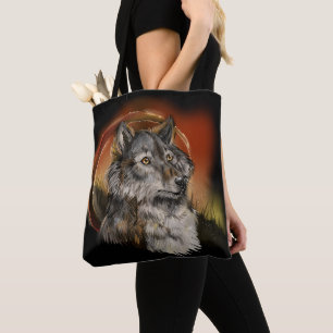 Golden Gaze and Catch a Dream Wolf Tote Bag