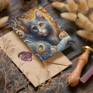 Golden Gaze: Feline Portrait in Yellow Eyes Postcard