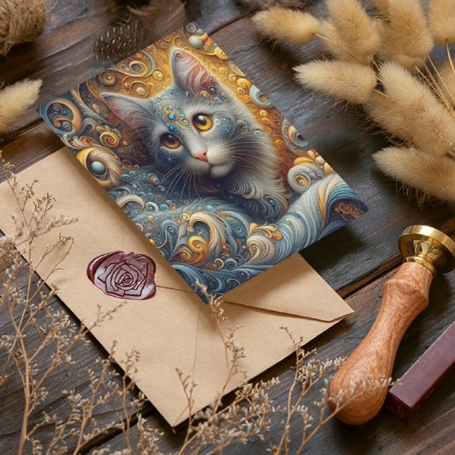 Golden Gaze: Feline Portrait in Yellow Eyes Postcard (Creator Uploaded)