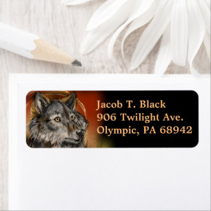 Golden Gaze Wolf Custom Label Return Address Label