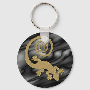 Golden Gecko black waves Key Ring