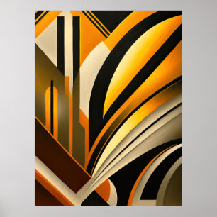 Golden Geometric Abstract Art Poster