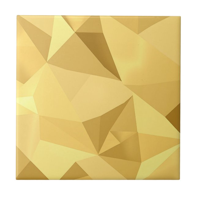Golden Geometric Abstract Pattern Ceramic Tile (Front)