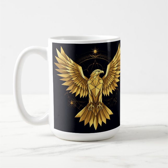 Golden Geometric Eagle Coffee Mug (Left)