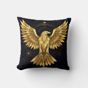 Golden Geometric Eagle Cushion