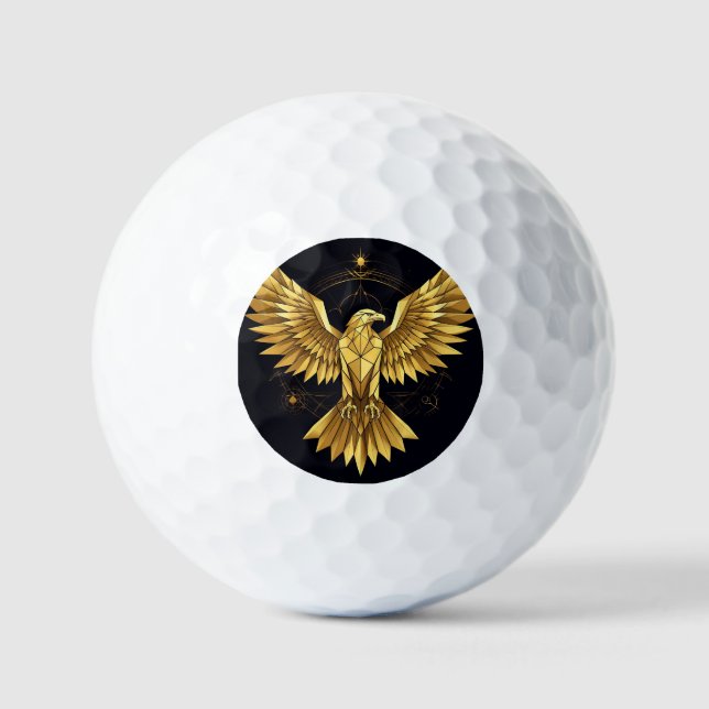 Golden Geometric Eagle Golf Balls (Front)