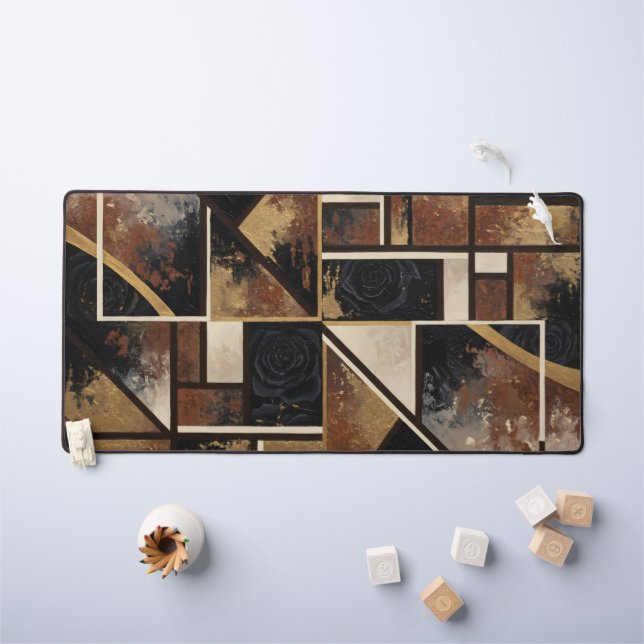 Golden Geometric Flowers Desk Mat (Kids Table)