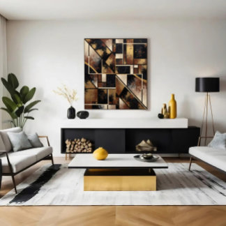 Golden Geometric Flowers Poster