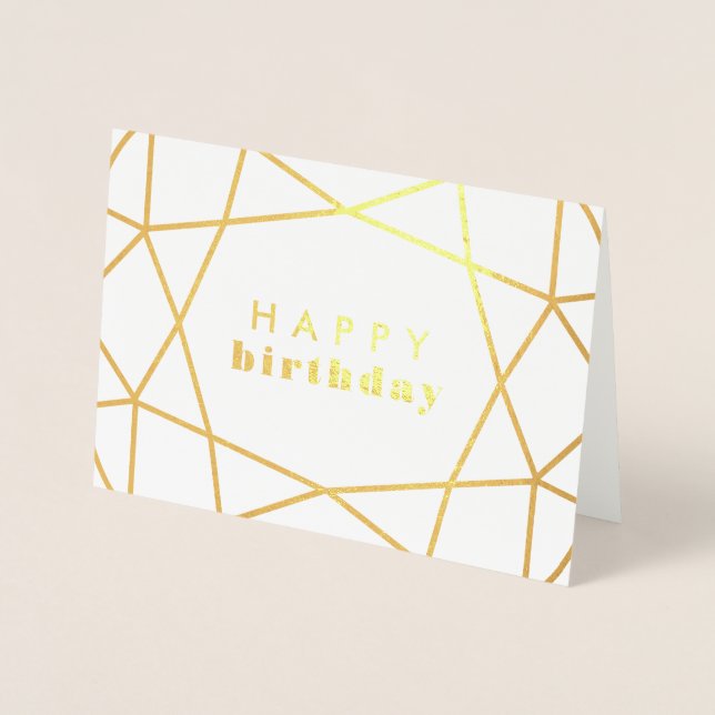 Golden Geometric Gem - Happy Birthday Foil Card (Front)