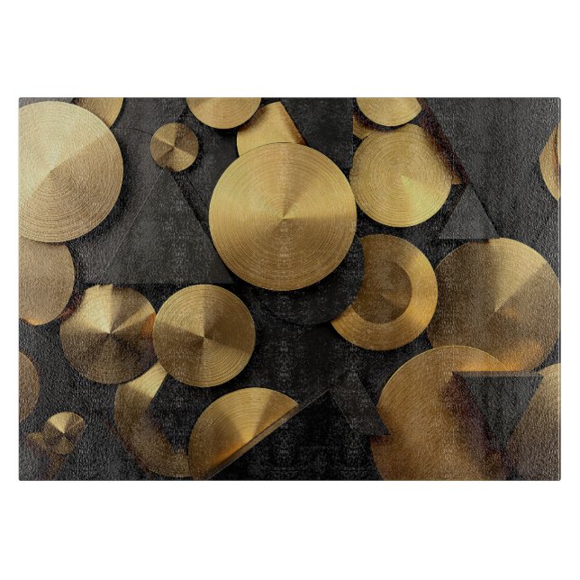 Golden Geometric Luxury Abstract Cutting Board (Front)