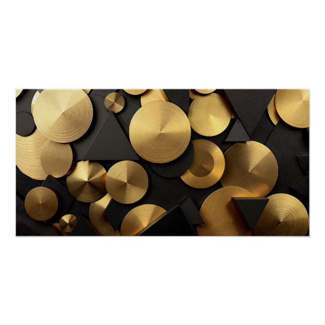 Golden Geometric Luxury Abstract Poster (Front)