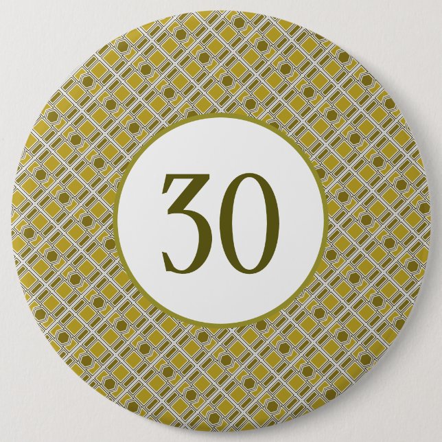 Golden Geometric Pattern, Modern Birthday Party 6 Cm Round Badge (Front)