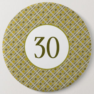 Golden Geometric Pattern, Modern Birthday Party 6 Cm Round Badge