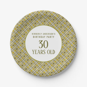 Golden Geometric Pattern, Modern Birthday Party Paper Plate