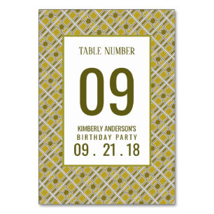 Golden Geometric Pattern, Modern Birthday Table No Number