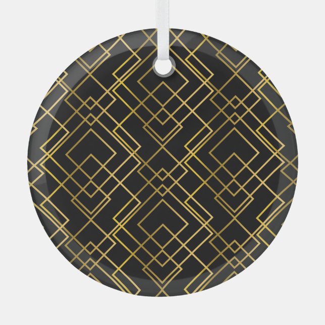 Golden geometric, seamless rhombus pattern. glass tree decoration (Front)