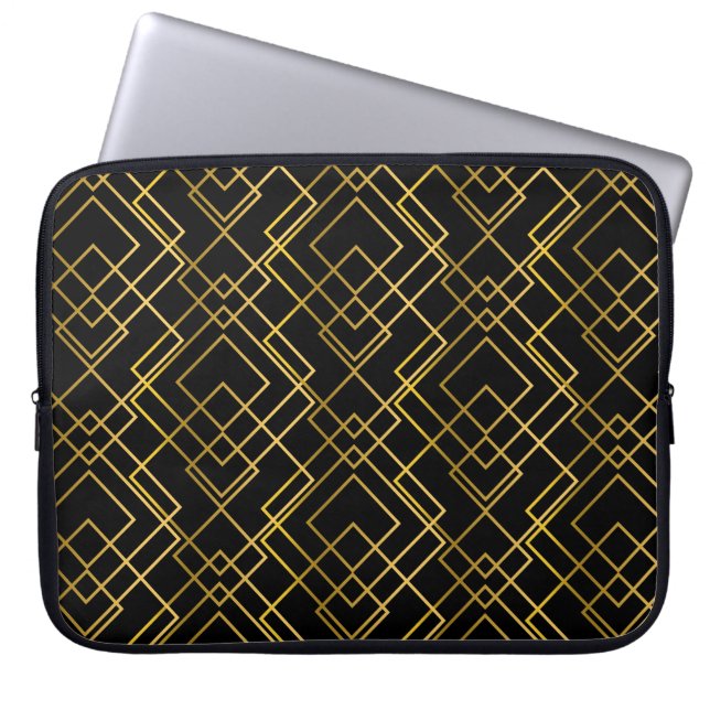 Golden geometric, seamless rhombus pattern. laptop sleeve (Front)